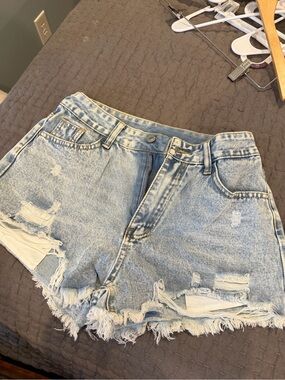 Light Wash Distressed Denim Shorts
